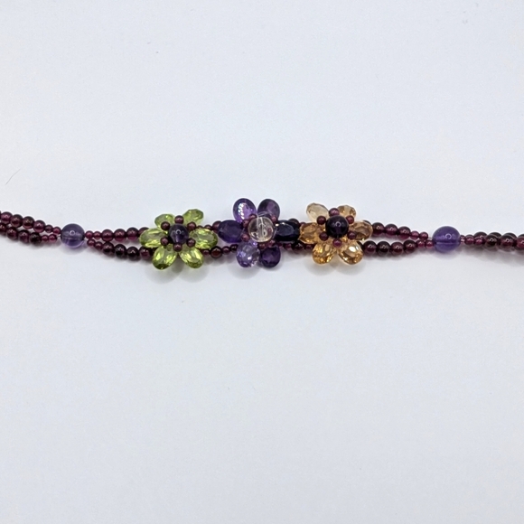 Floral Peridot Amethyst Garnet & Citrine Bracelet - Picture 2 of 5